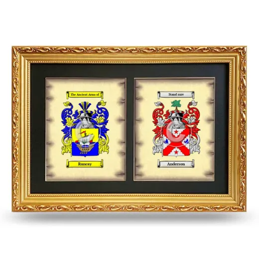 Double Coat of Arms Framed - Gold
