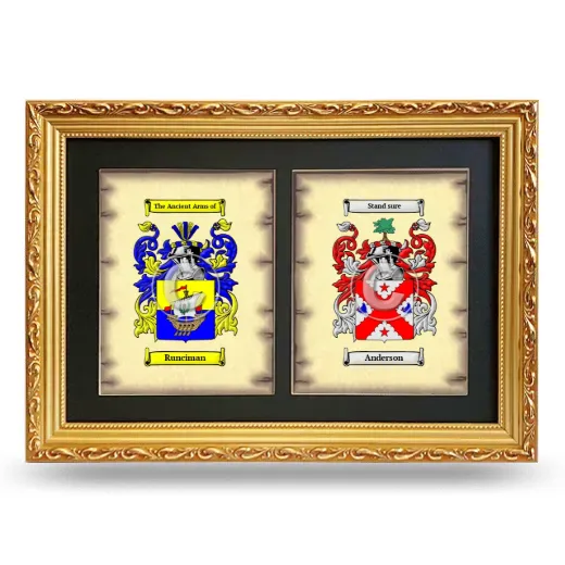 Double Coat of Arms Framed - Gold