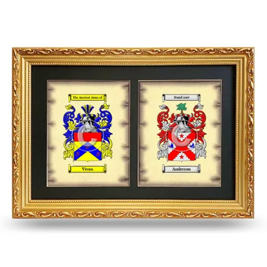 Double Coat of Arms Framed - Gold