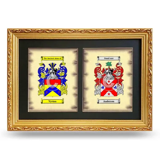 Double Coat of Arms Framed - Gold