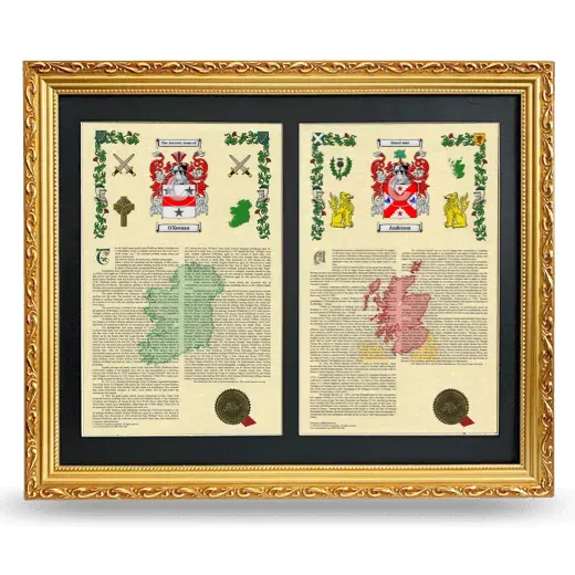 Double Armorial History Framed - Gold