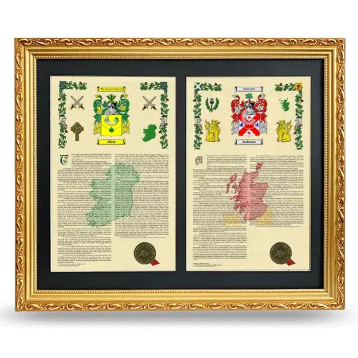 Double Armorial History Framed - Gold