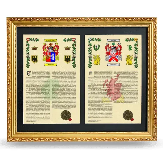 Double Armorial History Framed - Gold
