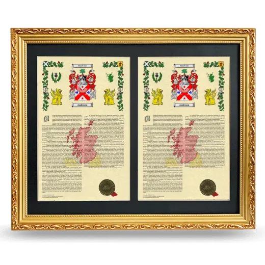 Double Armorial History Framed - Gold