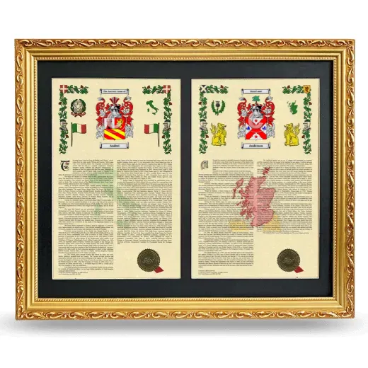 Double Armorial History Framed - Gold