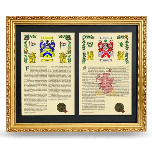 Double Armorial History Framed - Gold
