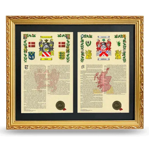 Double Armorial History Framed - Gold