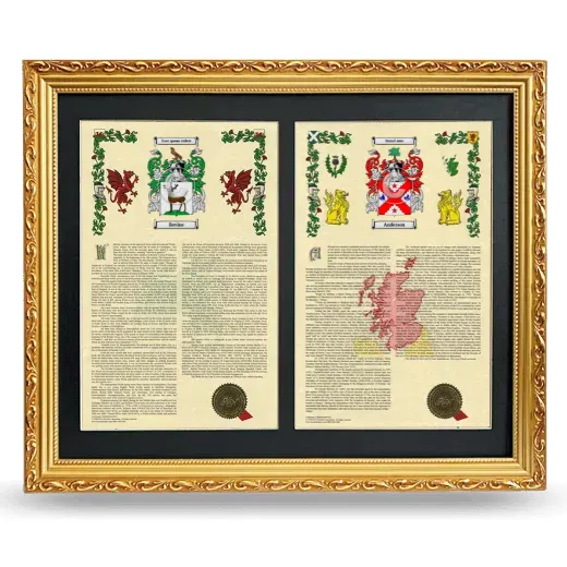 Double Armorial History Framed - Gold