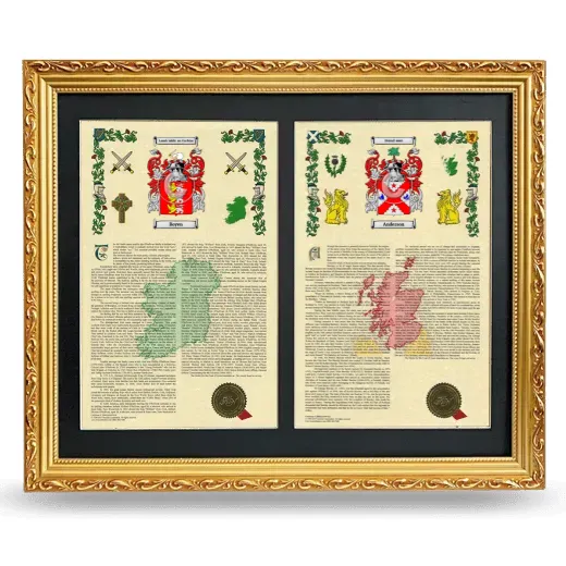 Double Armorial History Framed - Gold