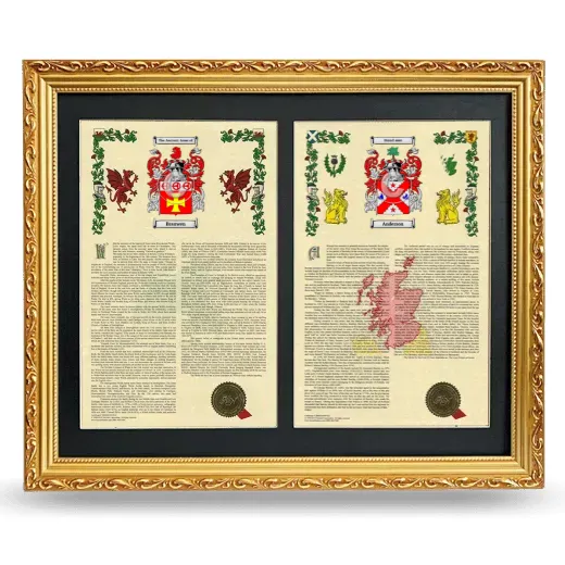 Double Armorial History Framed - Gold