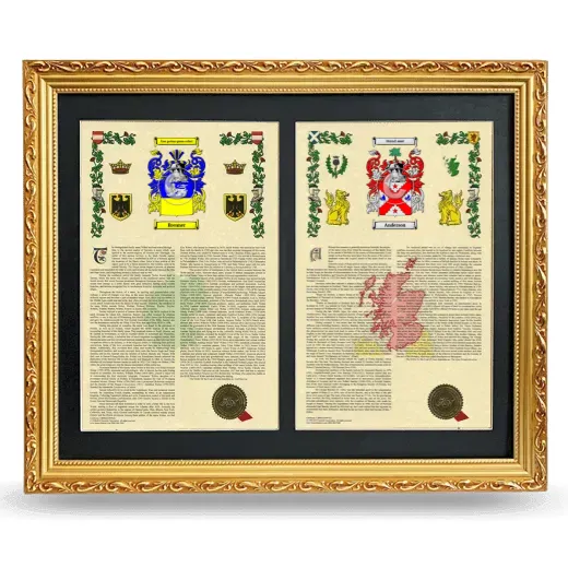 Double Armorial History Framed - Gold