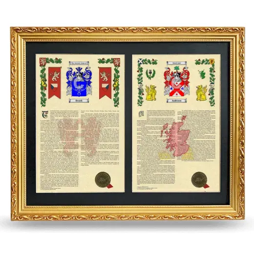 Double Armorial History Framed - Gold