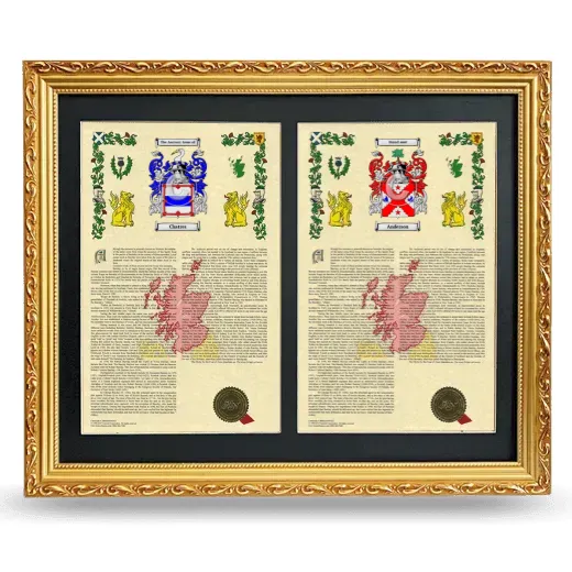 Double Armorial History Framed - Gold