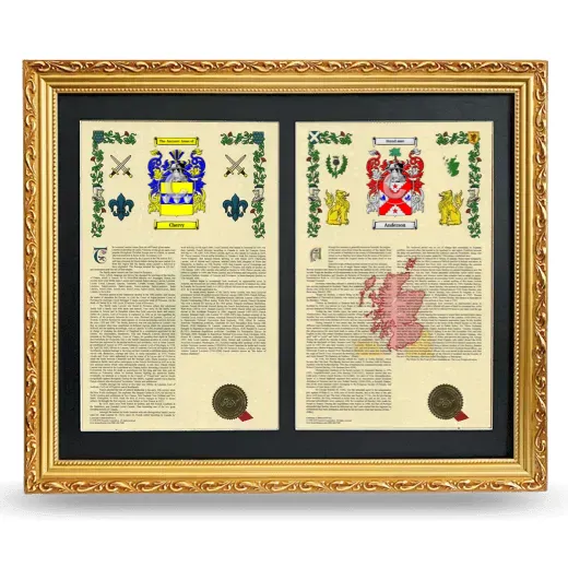 Double Armorial History Framed - Gold