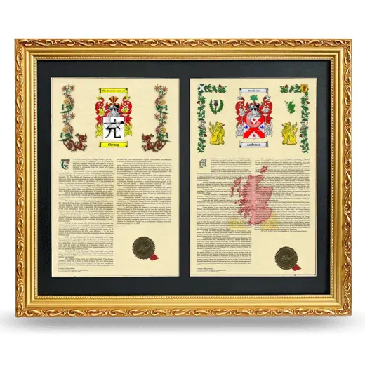 Double Armorial History Framed - Gold
