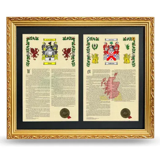 Double Armorial History Framed - Gold