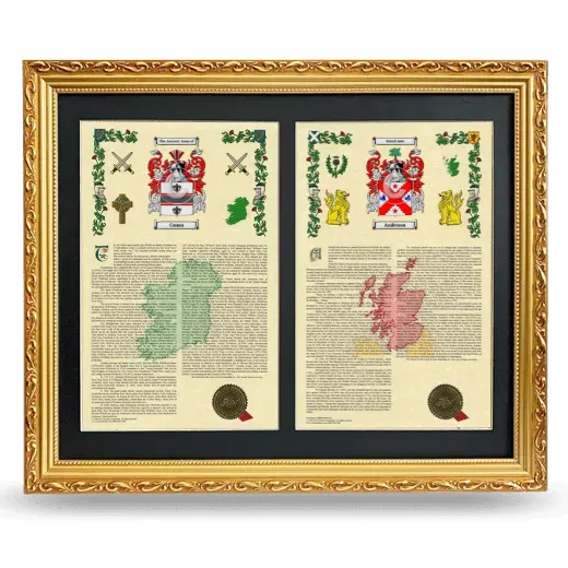 Double Armorial History Framed - Gold