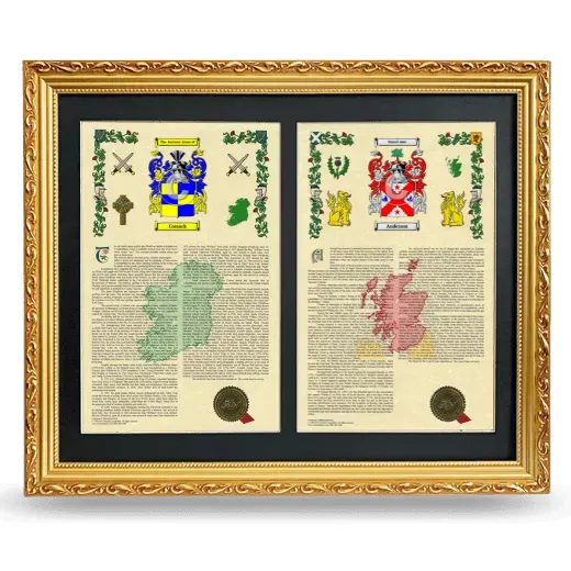 Double Armorial History Framed - Gold