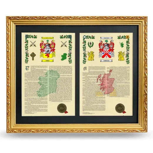 Double Armorial History Framed - Gold