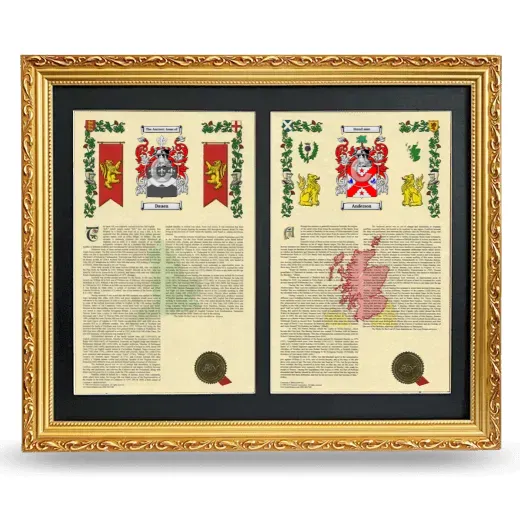 Double Armorial History Framed - Gold