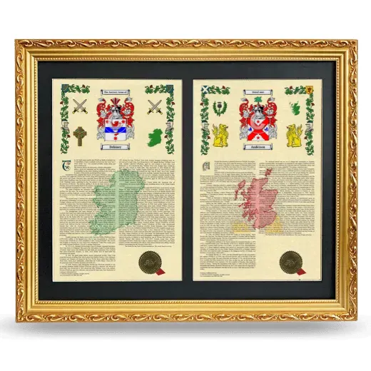 Double Armorial History Framed - Gold