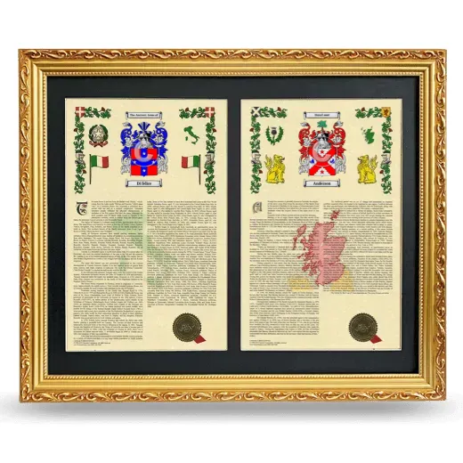 Double Armorial History Framed - Gold