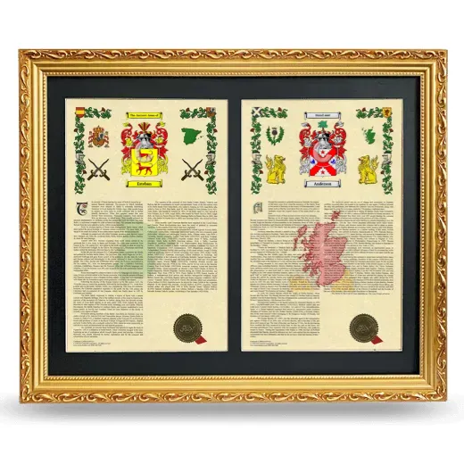 Double Armorial History Framed - Gold