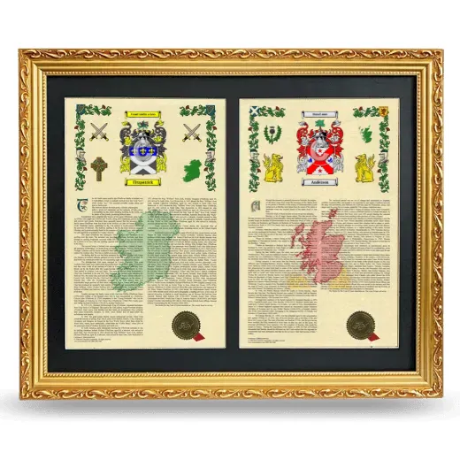 Double Armorial History Framed - Gold