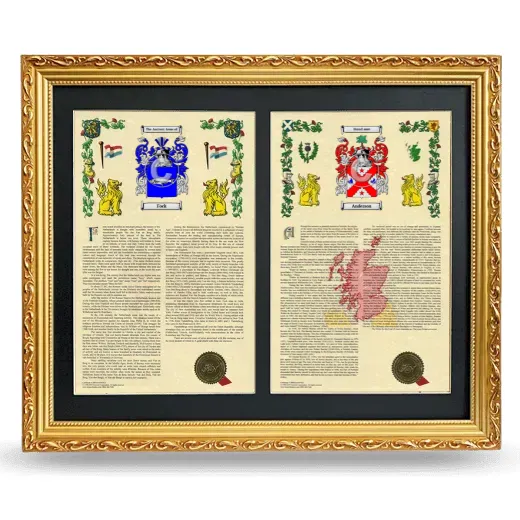 Double Armorial History Framed - Gold