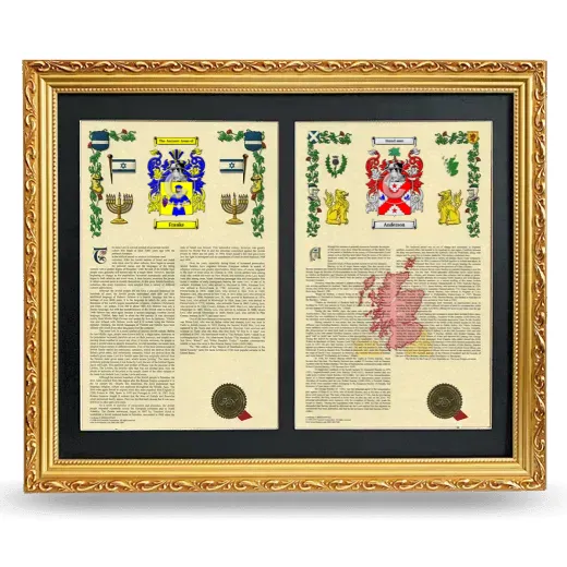 Double Armorial History Framed - Gold