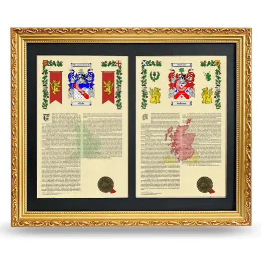 Double Armorial History Framed - Gold