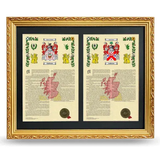Double Armorial History Framed - Gold