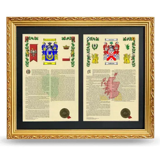 Double Armorial History Framed - Gold