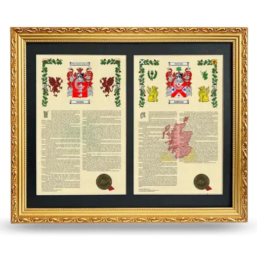 Double Armorial History Framed - Gold