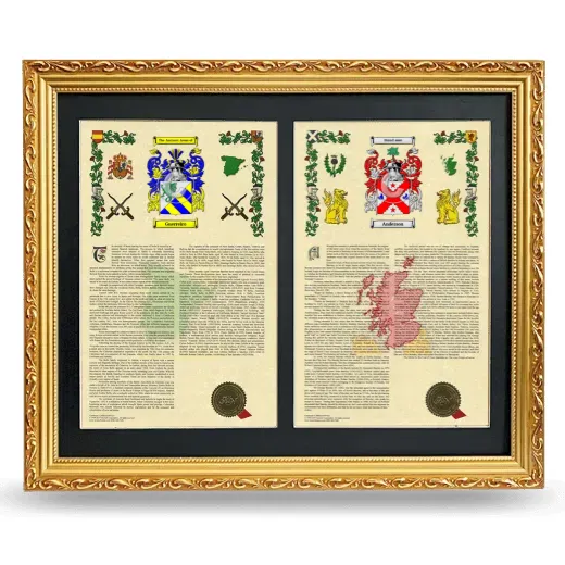 Double Armorial History Framed - Gold