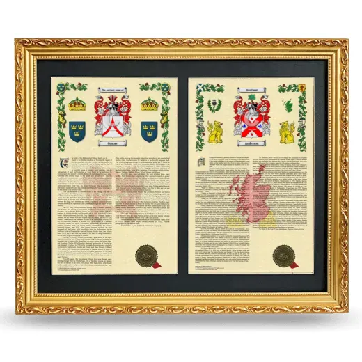 Double Armorial History Framed - Gold