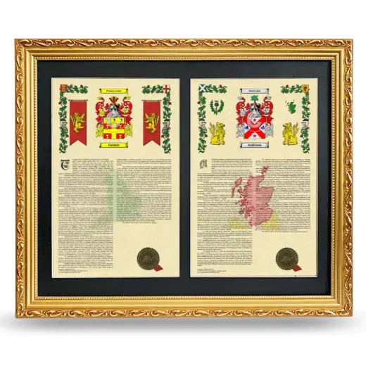 Double Armorial History Framed - Gold