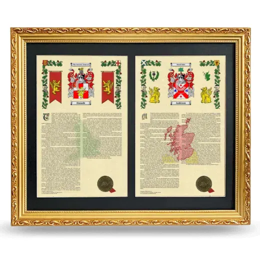 Double Armorial History Framed - Gold