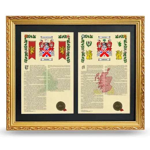 Double Armorial History Framed - Gold