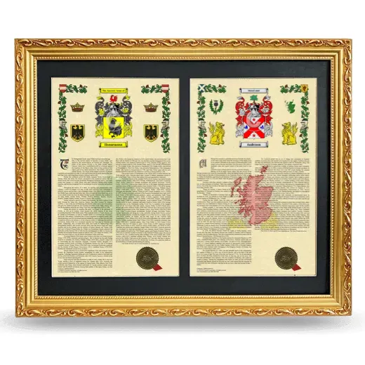 Double Armorial History Framed - Gold