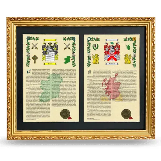Double Armorial History Framed - Gold