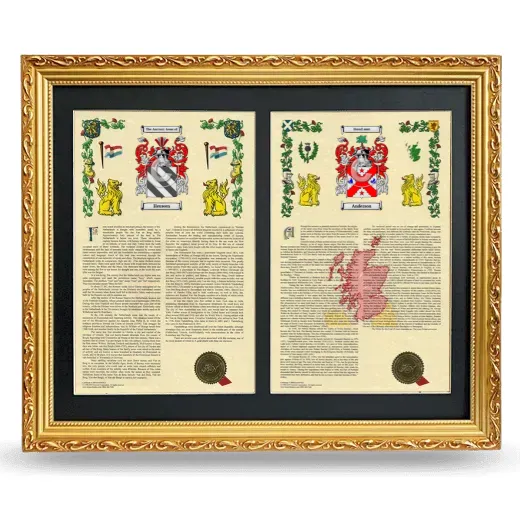 Double Armorial History Framed - Gold