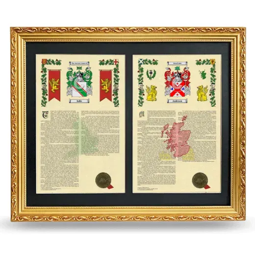 Double Armorial History Framed - Gold