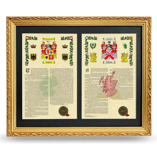 Double Armorial History Framed - Gold