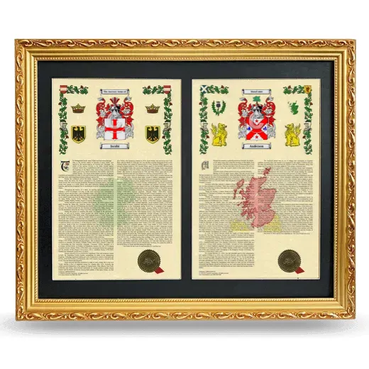 Double Armorial History Framed - Gold