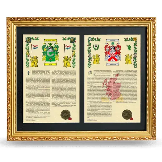 Double Armorial History Framed - Gold