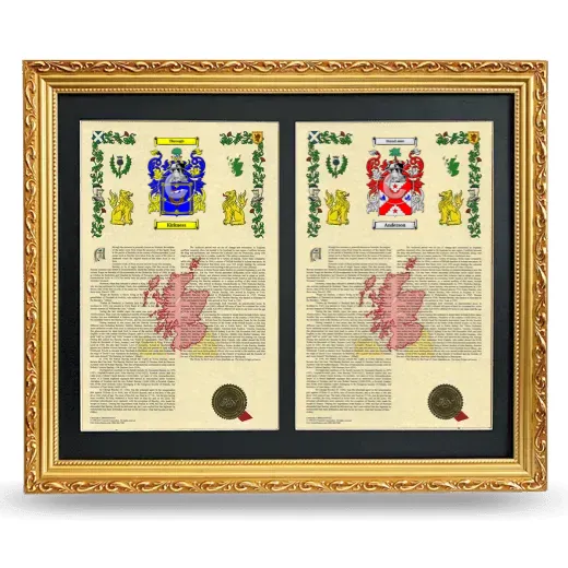 Double Armorial History Framed - Gold