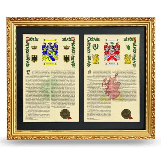 Double Armorial History Framed - Gold