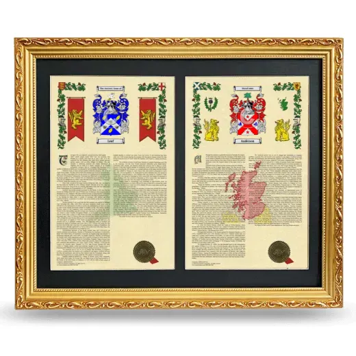 Double Armorial History Framed - Gold