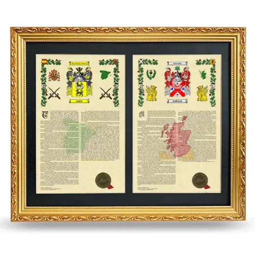 Double Armorial History Framed - Gold